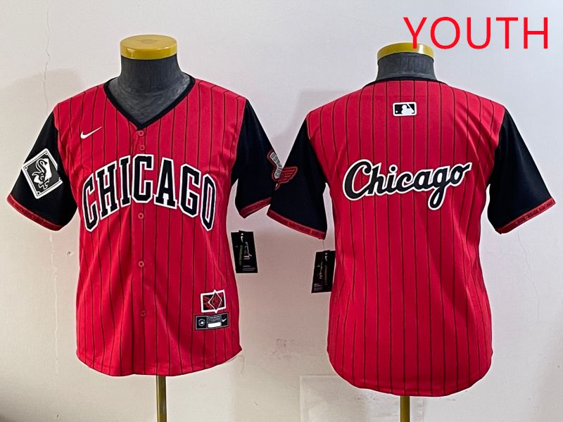 Youth Chicago White Sox Blank Red Stripe Joint Name Nike 2025 MLB Jersey style 19->youth mlb jersey->Youth Jersey
